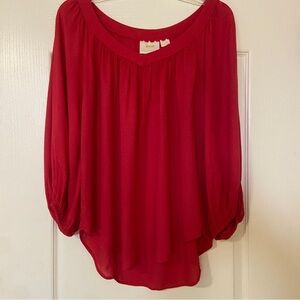 Anthropologie Red Asymmetrical Blouse with Relaxed Style